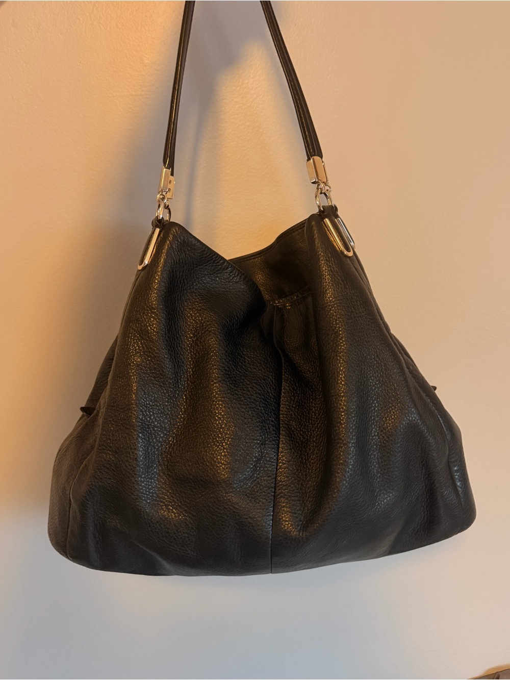 Coach Black Pebbled Leather Madison Phoebe Shoulder Bag F34495